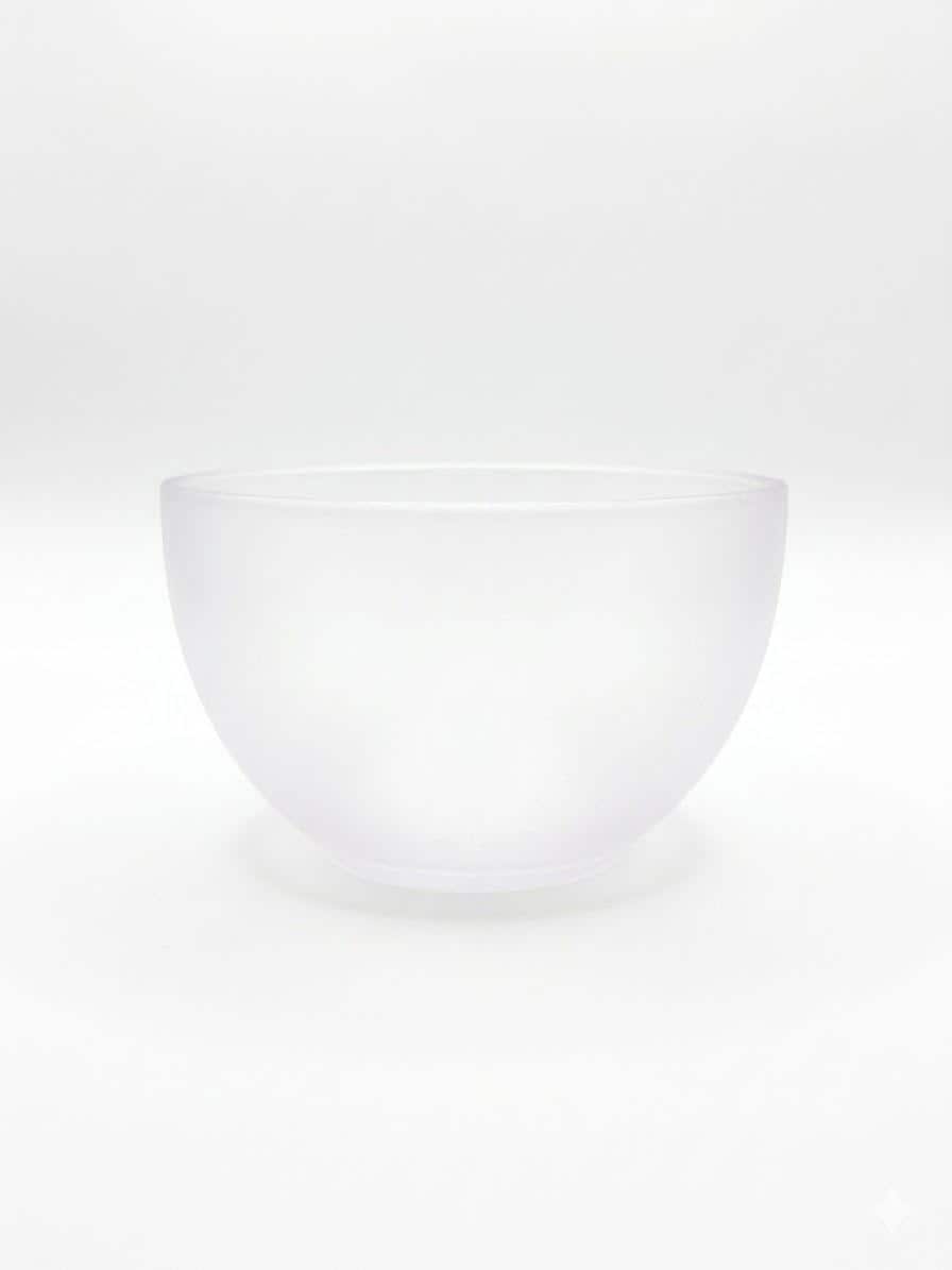 Clear glass bowl on a white background