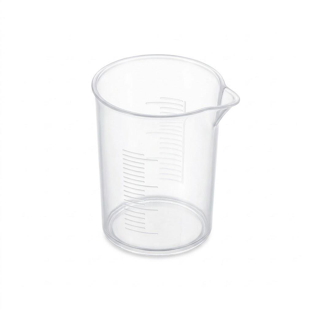 Clear glass beaker on a white background